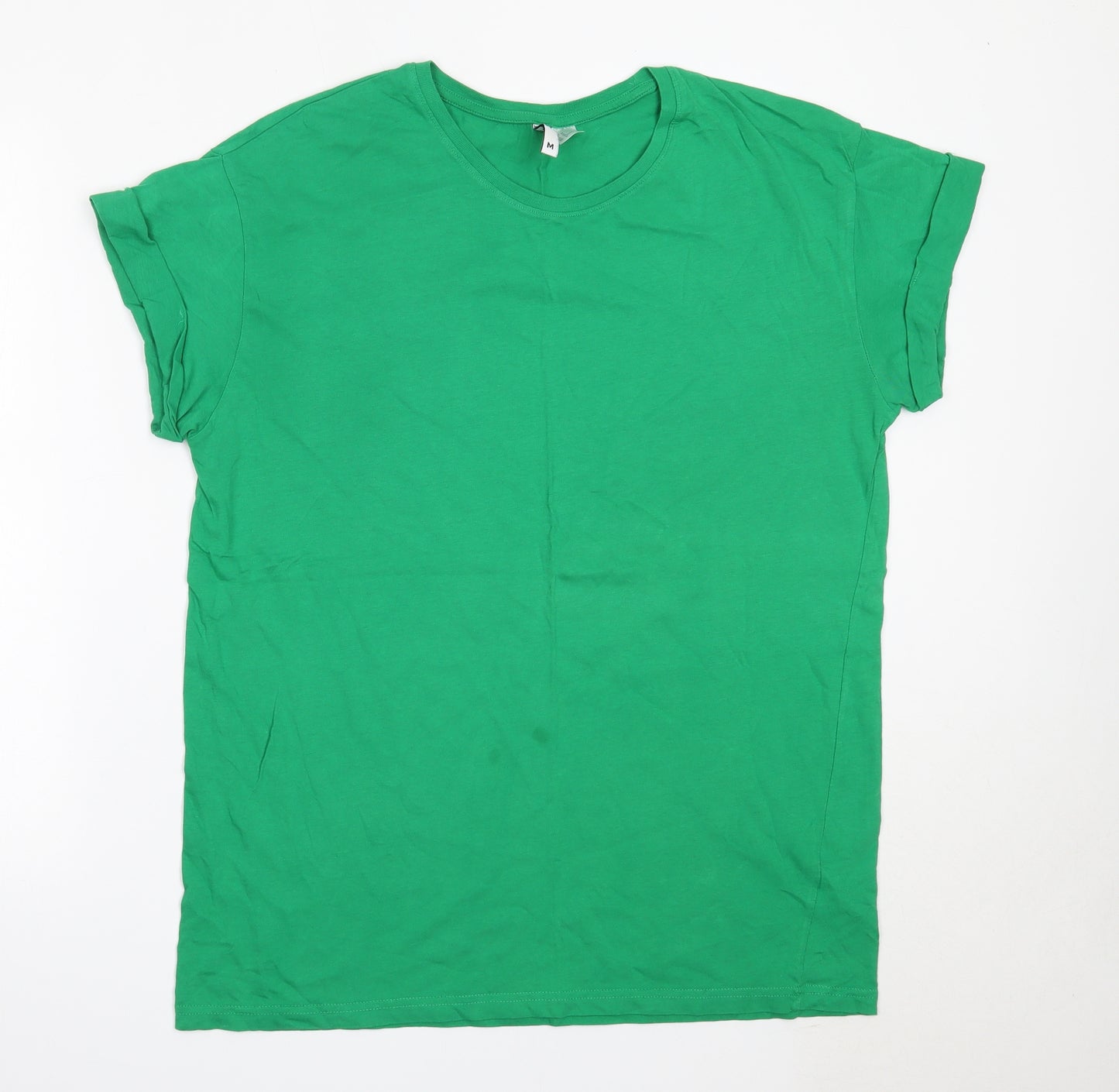 H&M Womens Green  Cotton Basic T-Shirt Size M Round Neck