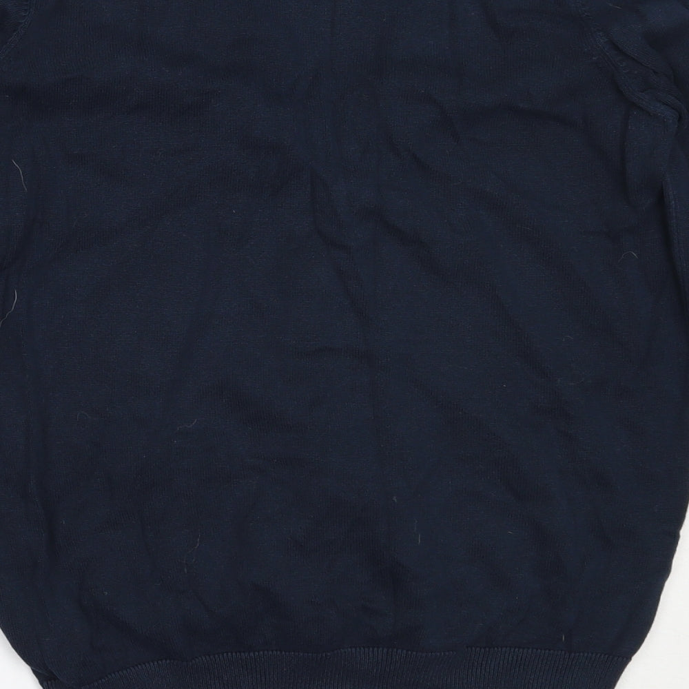 Marks and Spencer Boys Blue V-Neck  Cotton Cardigan Jumper Size 13-14 Years