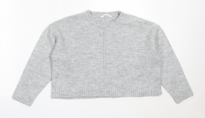 Matalan Girls Grey Round Neck  Acrylic Pullover Jumper Size 10 Years