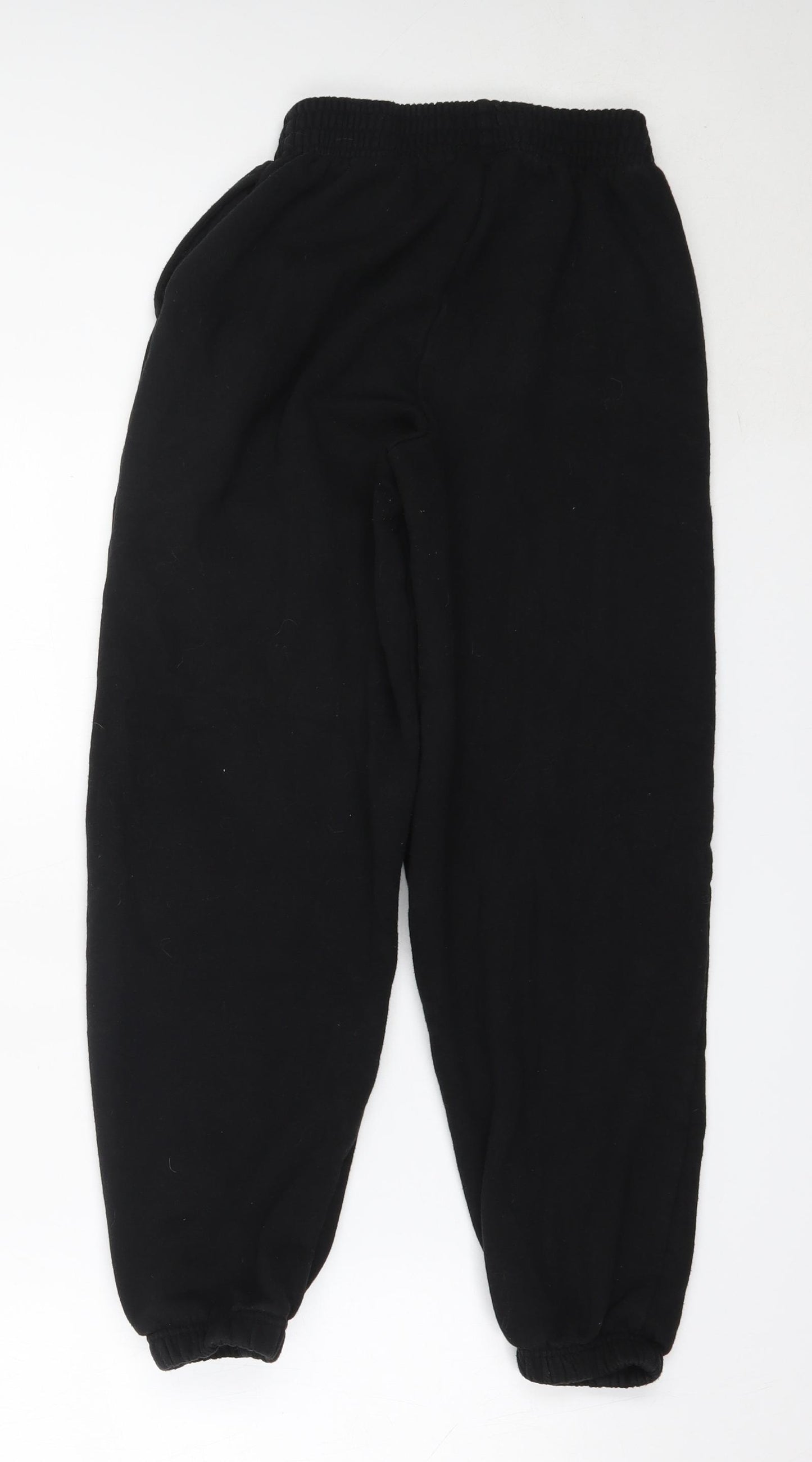 PRETTYLITTLETHING Womens Black  Cotton Jogger Trousers Size 8 L25.5 in Regular