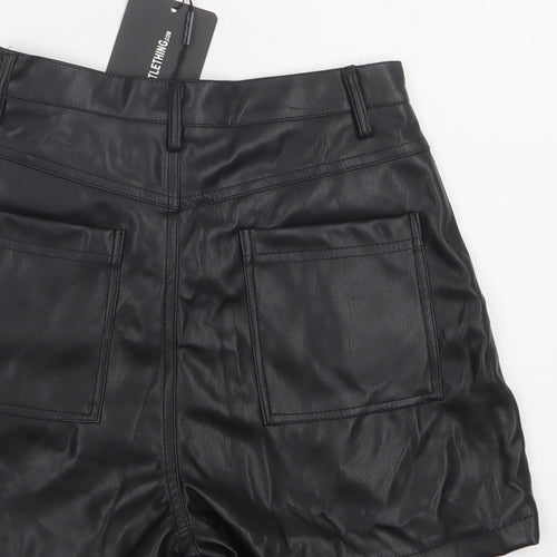 PRETTYLITTLETHING Womens Black  Polyester Hot Pants Shorts Size 6 L4 in Regular Button