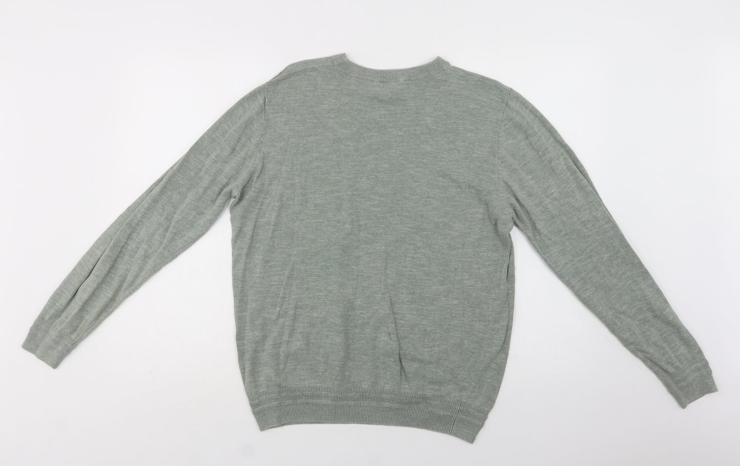 George Mens Green Crew Neck  Cotton Pullover Jumper Size M