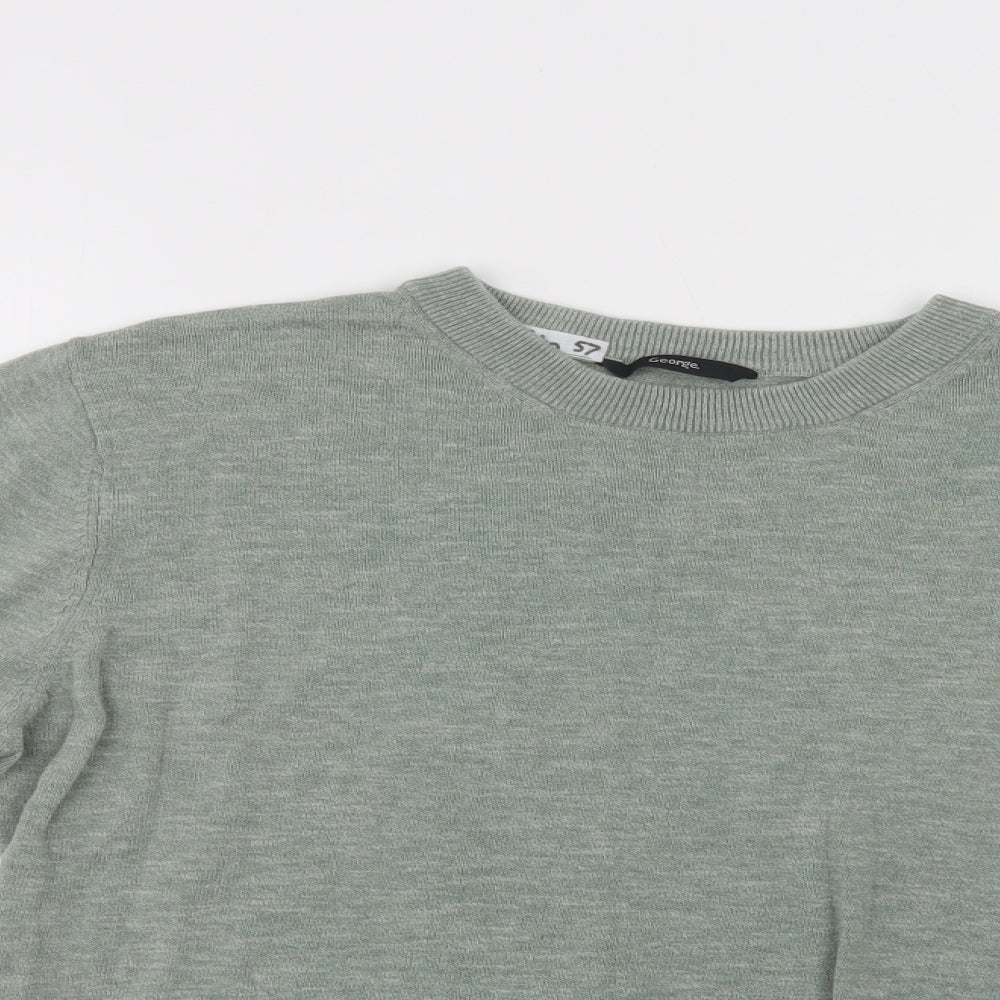 George Mens Green Crew Neck  Cotton Pullover Jumper Size M