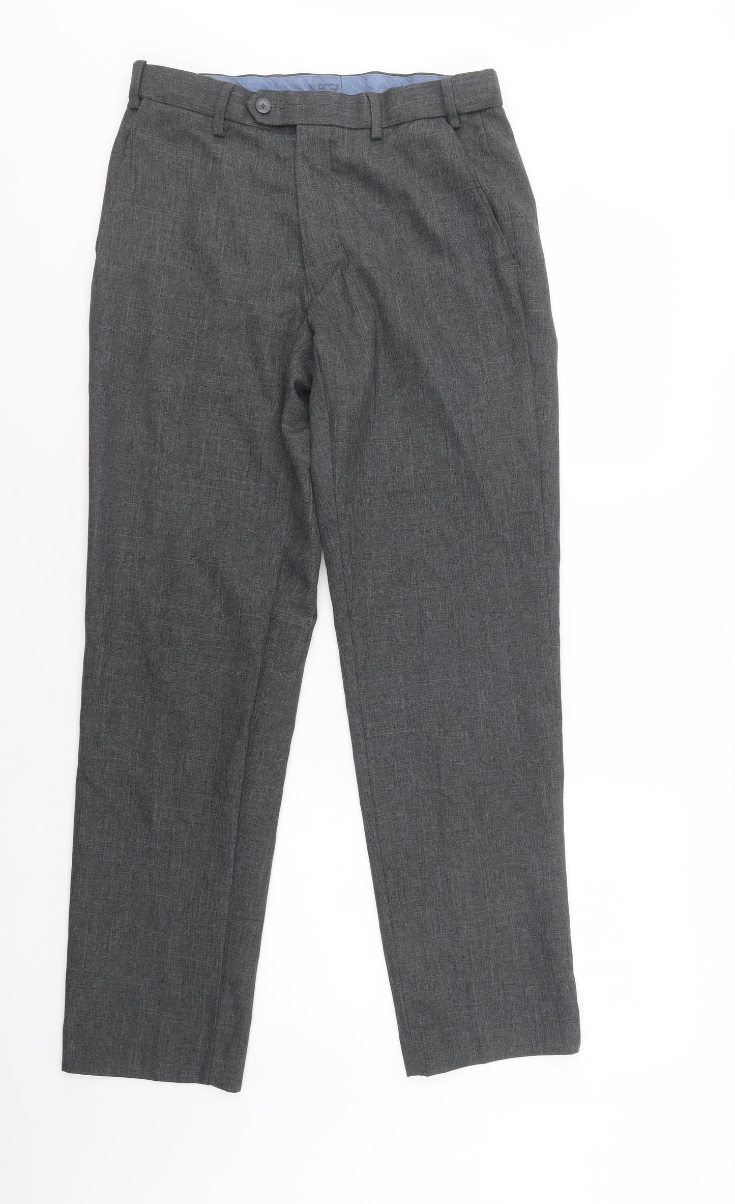 George Mens Grey  Polyester Dress Pants Trousers Size 30 L31 in Regular Button