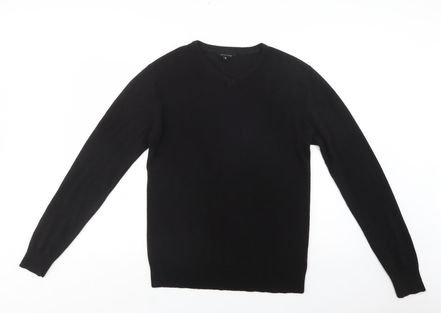 Peacocks Mens Black V-Neck  Acrylic Pullover Jumper Size M