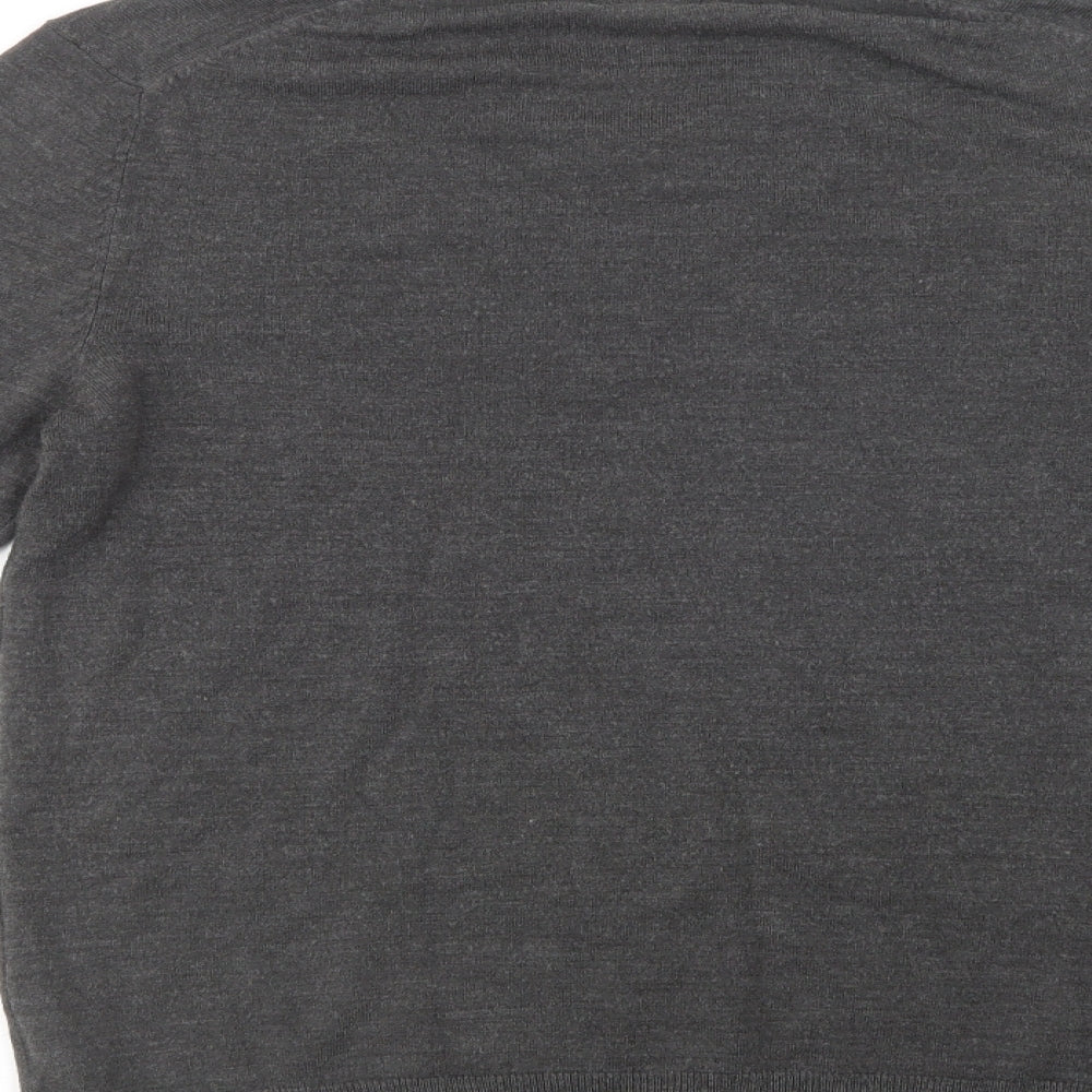 F&F Mens Grey V-Neck  Acrylic Pullover Jumper Size M