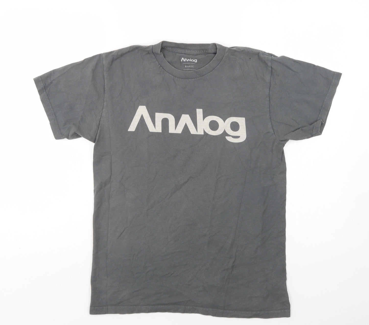 Analog Mens Grey  Cotton  T-Shirt Size S Crew Neck