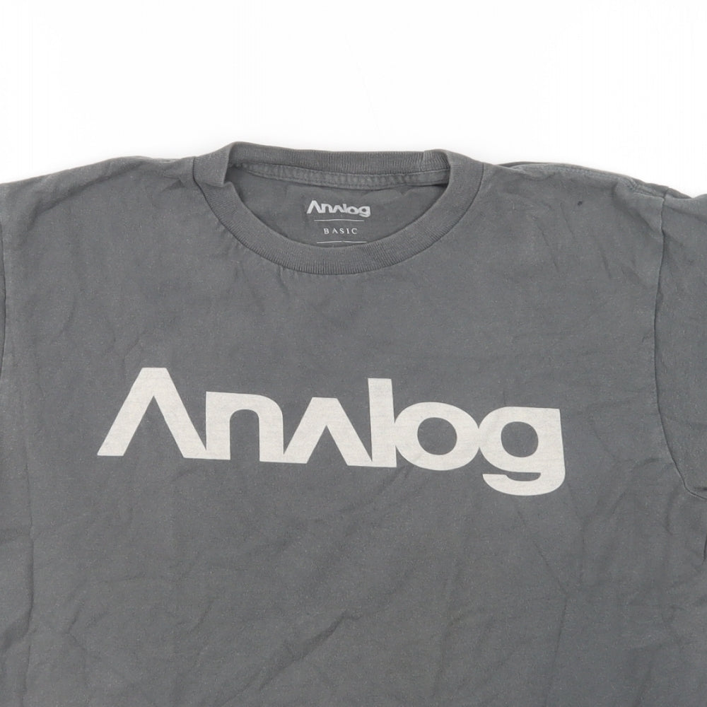 Analog Mens Grey  Cotton  T-Shirt Size S Crew Neck