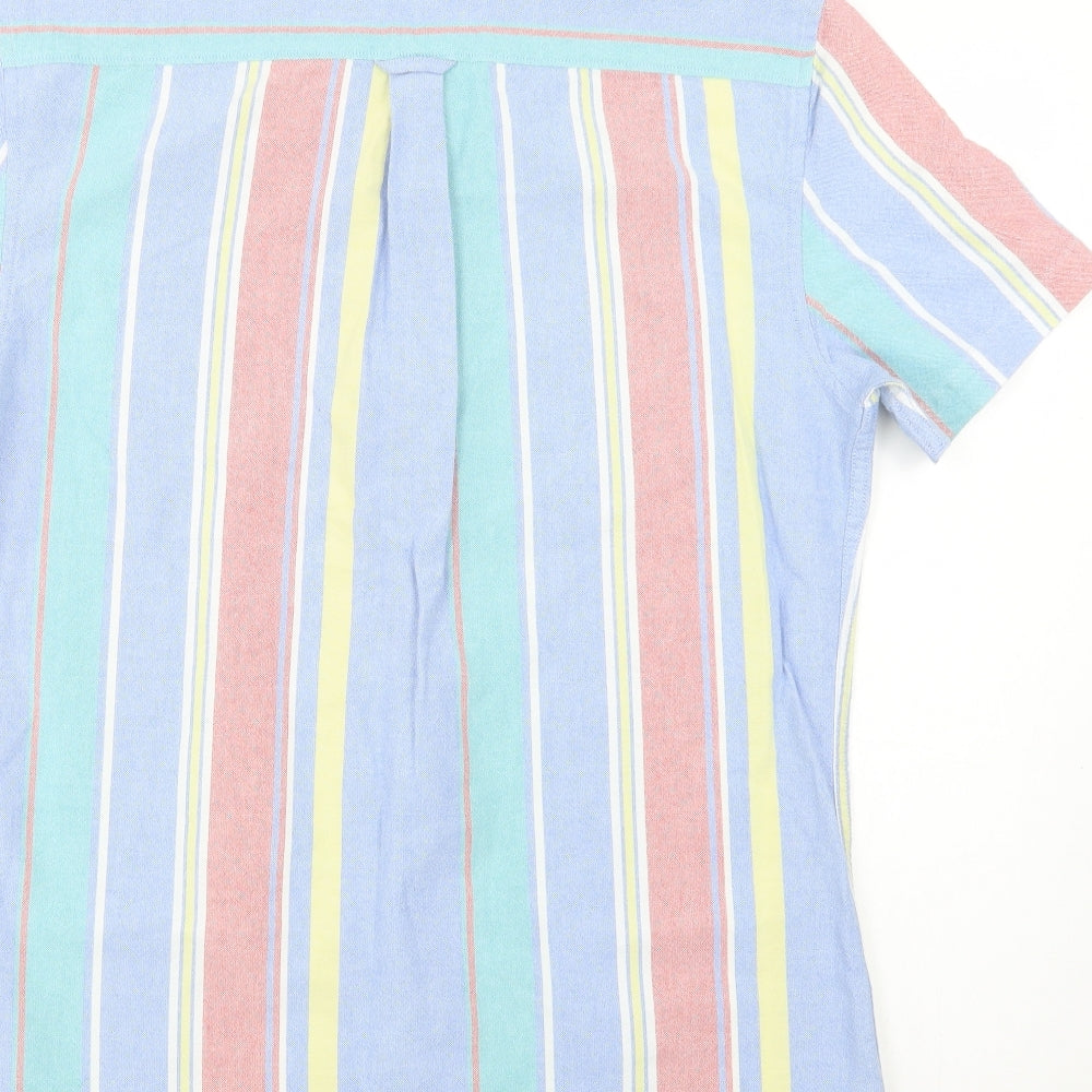 New Look Mens Multicoloured Striped Cotton  Button-Up Size S Collared Button
