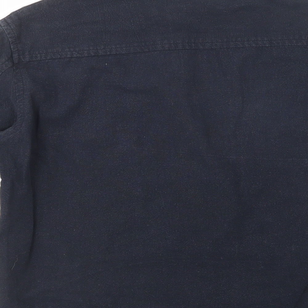 H&M Mens Blue  Linen  Button-Up Size S Collared Zip