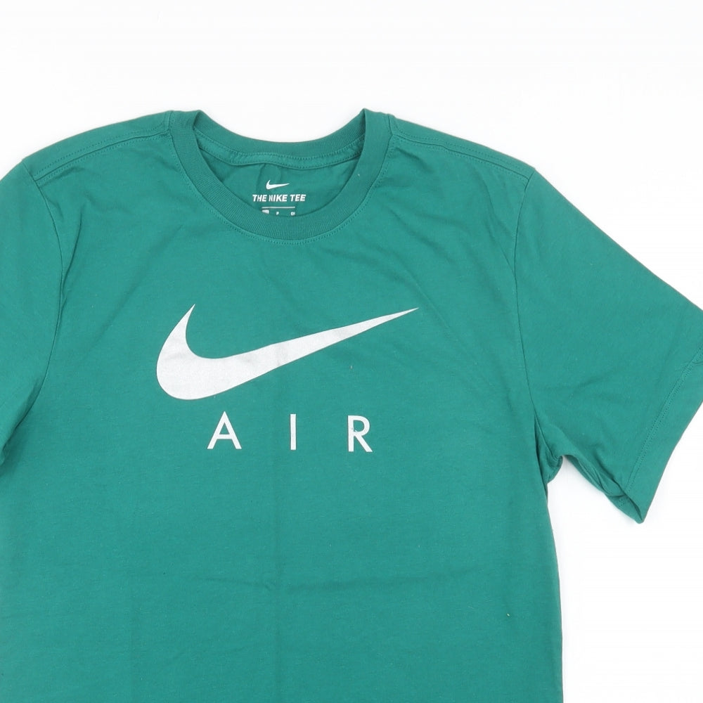 Nike Mens Green  Cotton  T-Shirt Size S Crew Neck