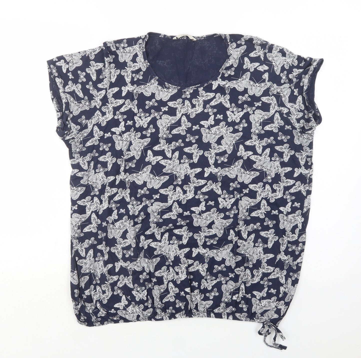 George Womens Blue  Cotton Basic Blouse Size 18 Crew Neck - Butterfly Print