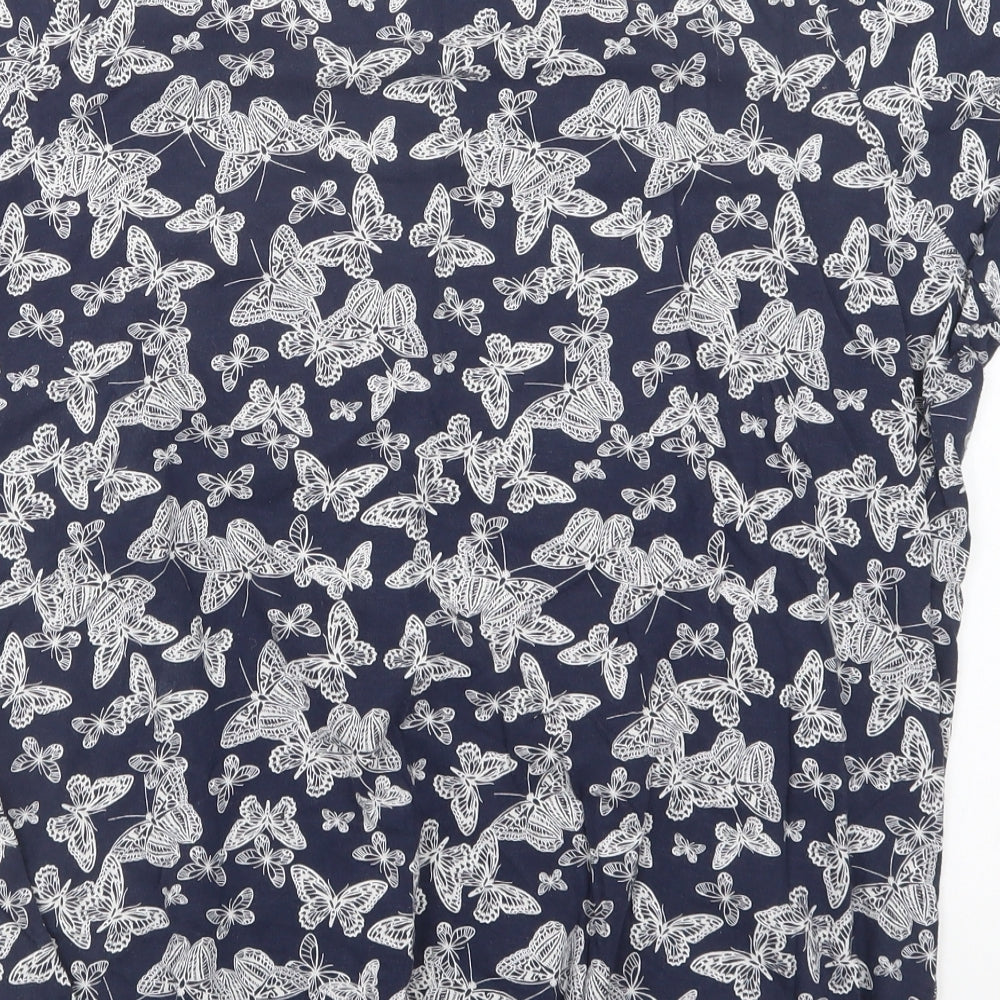 George Womens Blue  Cotton Basic Blouse Size 18 Crew Neck - Butterfly Print