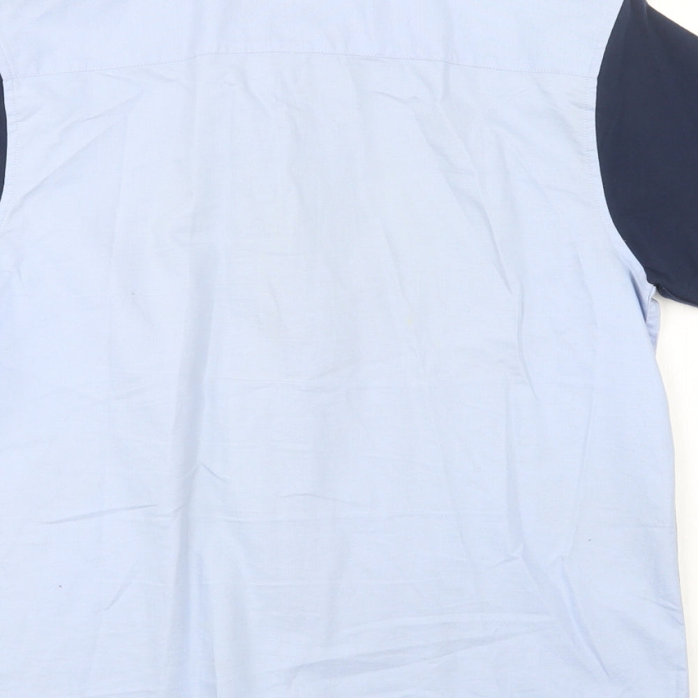 NEXT Boys Blue Colourblock Cotton Basic Button-Up Size 16 Years Collared Button