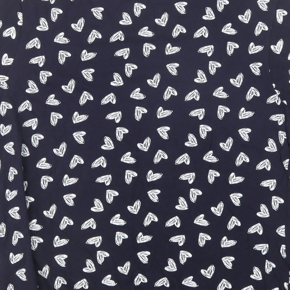 Primark Womens Blue  Cotton Basic T-Shirt Size 20 Crew Neck - Heart Print