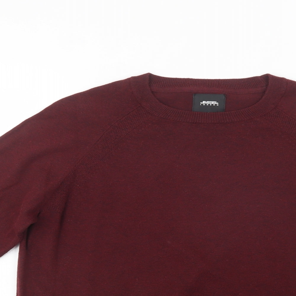 Burton Mens Red Crew Neck  Cotton Pullover Jumper Size S