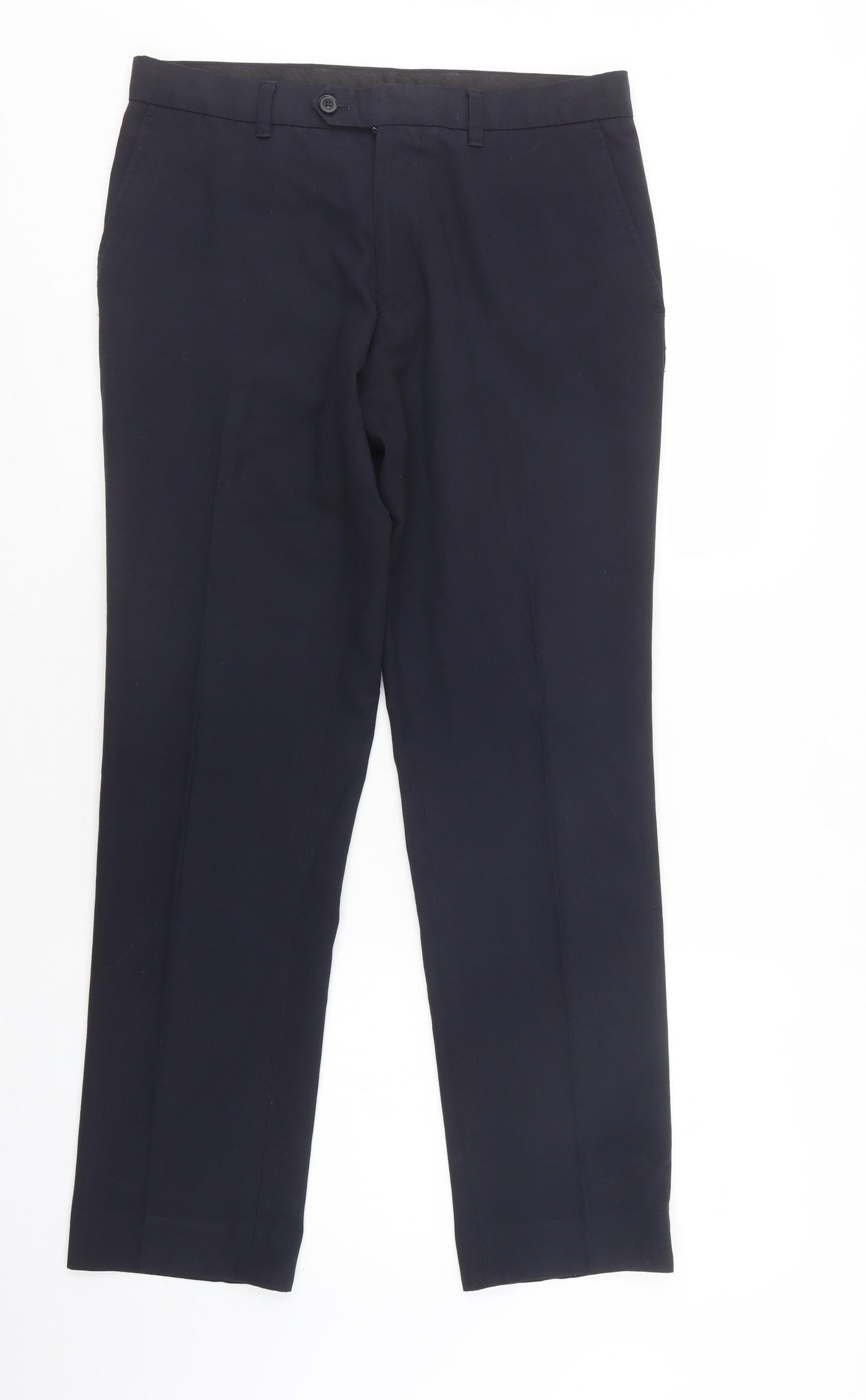 NEXT Mens Blue  Polyester Dress Pants Trousers Size 32 L31 in Regular Button