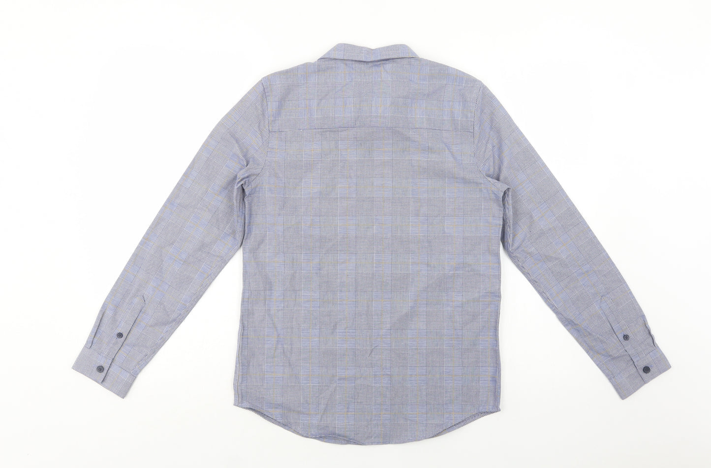 F&F Boys Blue Check Cotton Basic Button-Up Size 11-12 Years Collared Button