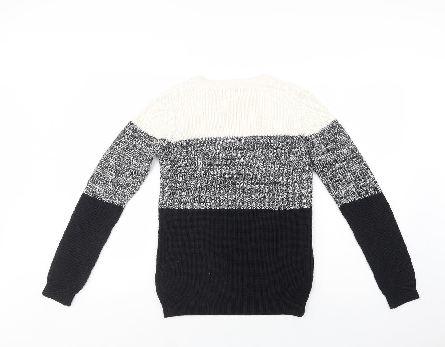 Blue Zoo Girls Black Crew Neck Colourblock Cotton Shrug Jumper Size 11-12 Years