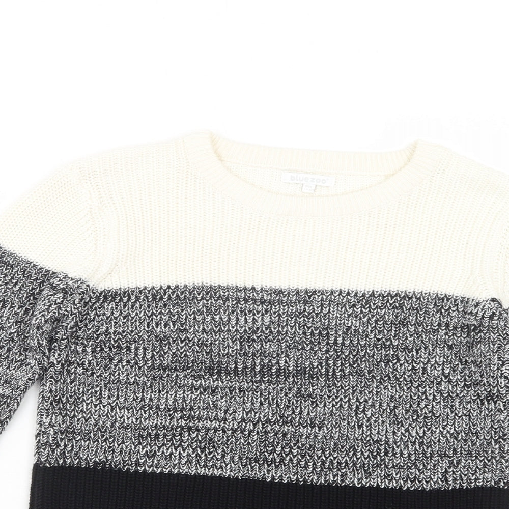 Blue Zoo Girls Black Crew Neck Colourblock Cotton Shrug Jumper Size 11-12 Years