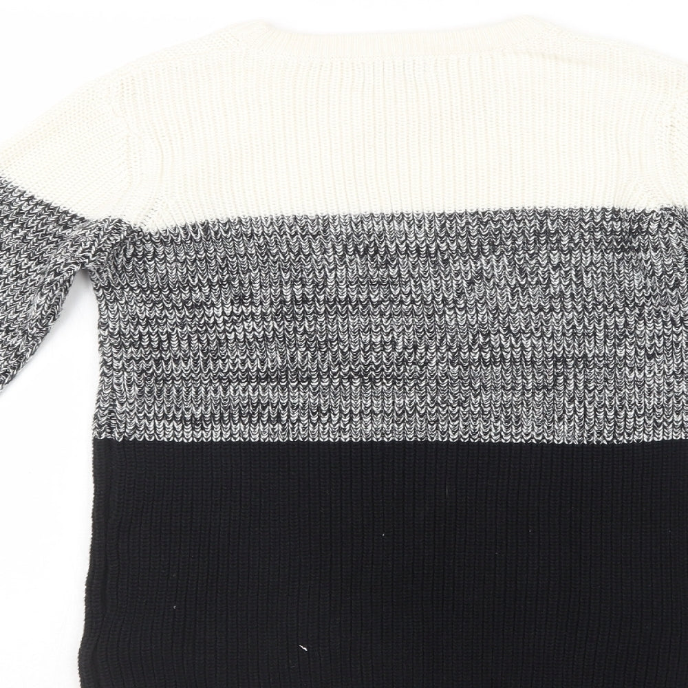 Blue Zoo Girls Black Crew Neck Colourblock Cotton Shrug Jumper Size 11-12 Years