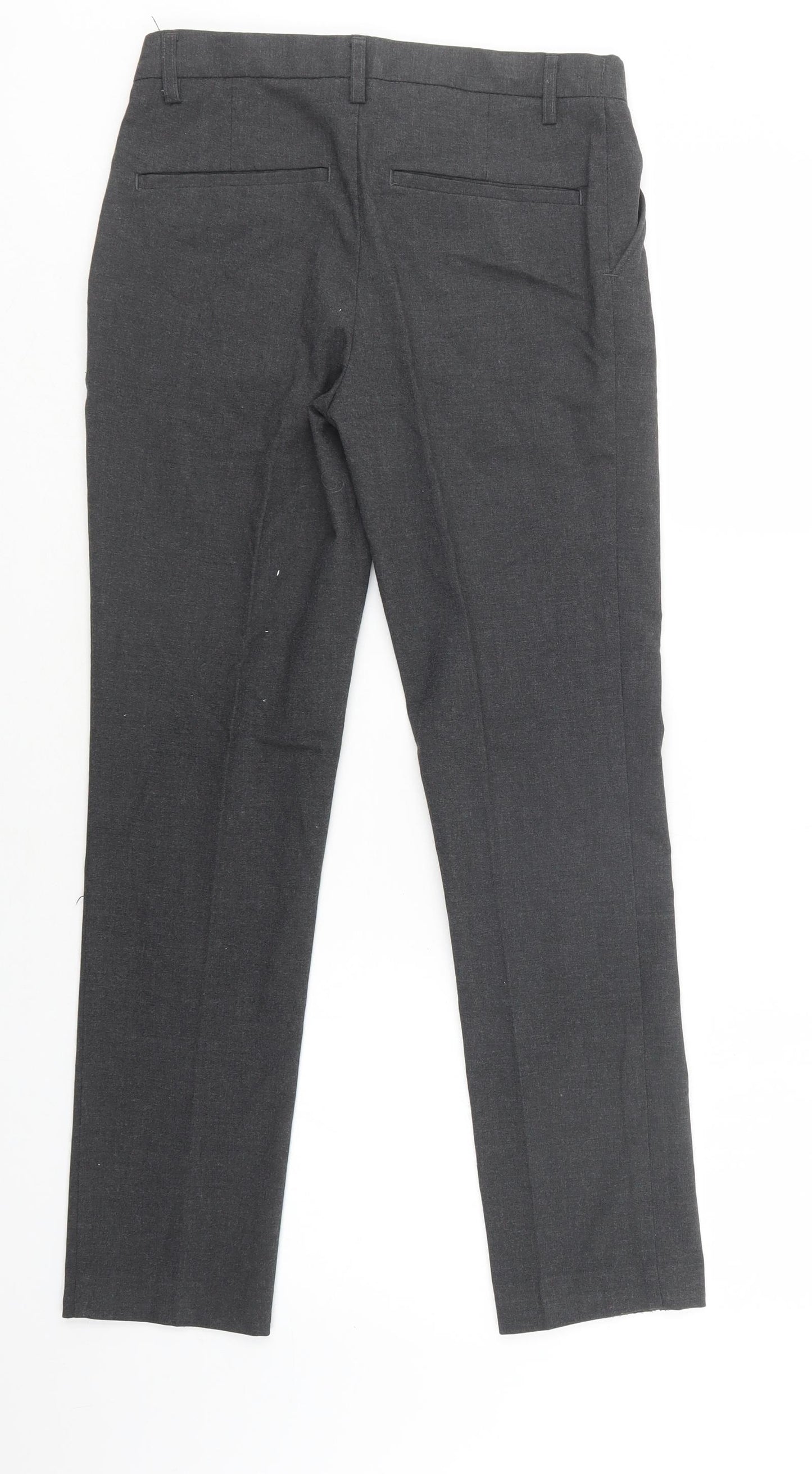 M&S Boys Grey  Polyester Dress Pants Trousers Size 12-13 Years  Regular Hook & Loop - School Wear