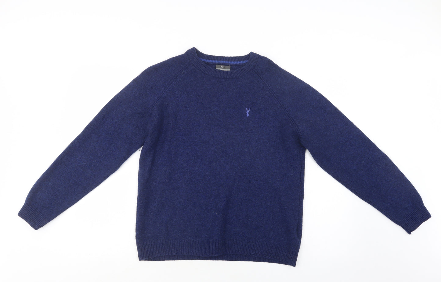NEXT Mens Blue Crew Neck  Wool Pullover Jumper Size L