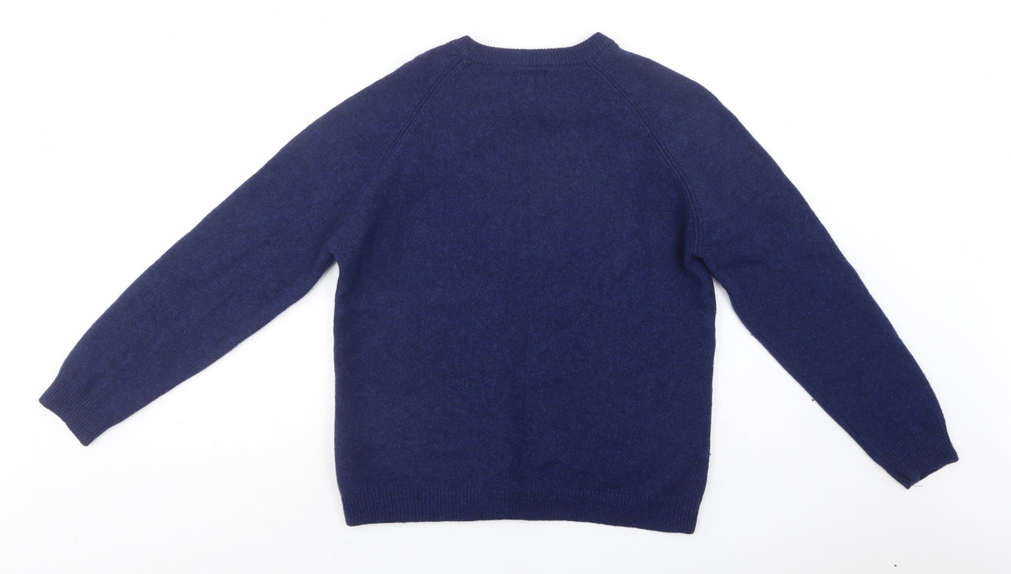 NEXT Mens Blue Crew Neck  Wool Pullover Jumper Size L