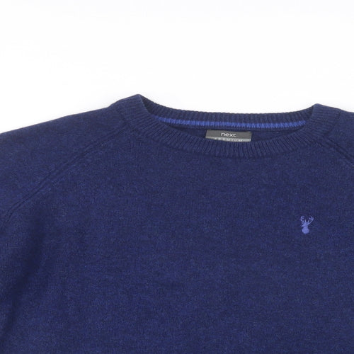 NEXT Mens Blue Crew Neck  Wool Pullover Jumper Size L