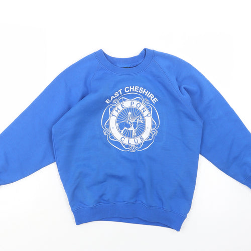 Preworn Girls Blue  Acrylic Pullover Sweatshirt Size 11-12 Years