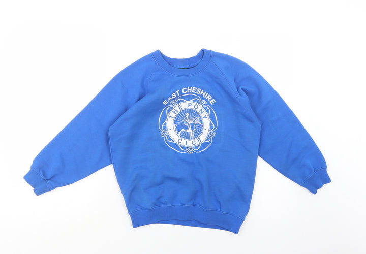 Preworn Girls Blue Acrylic Pullover Sweatshirt Size 11-12 Years