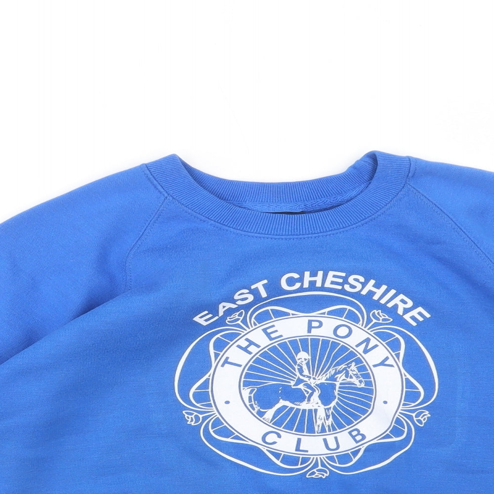 Preworn Girls Blue  Acrylic Pullover Sweatshirt Size 11-12 Years