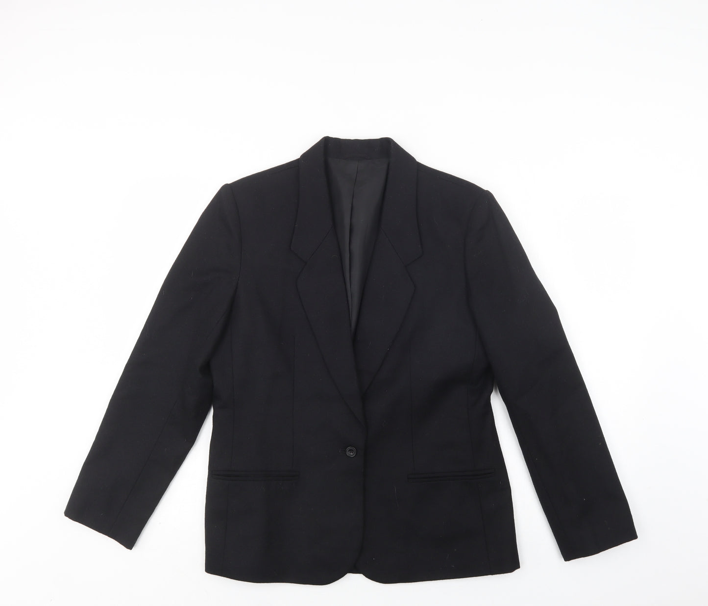 St Michael Womens Black   Jacket Blazer Size 14  Button