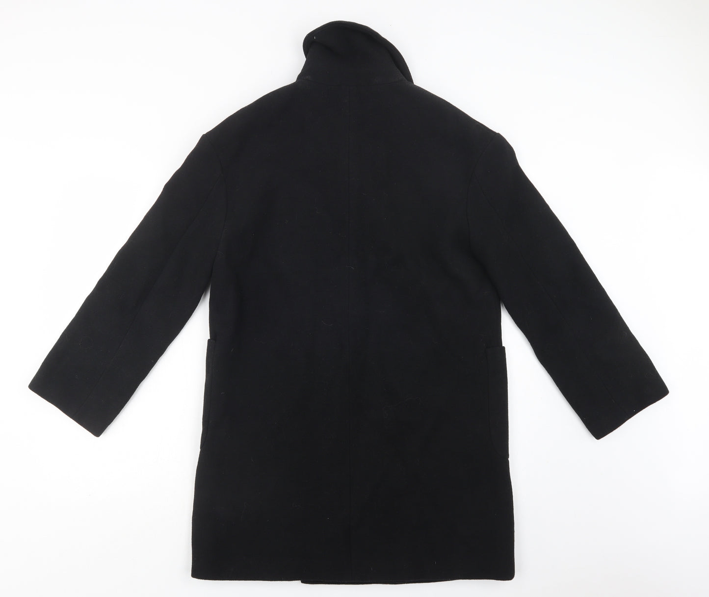 M&S Womens Black   Overcoat Coat Size 10  Button