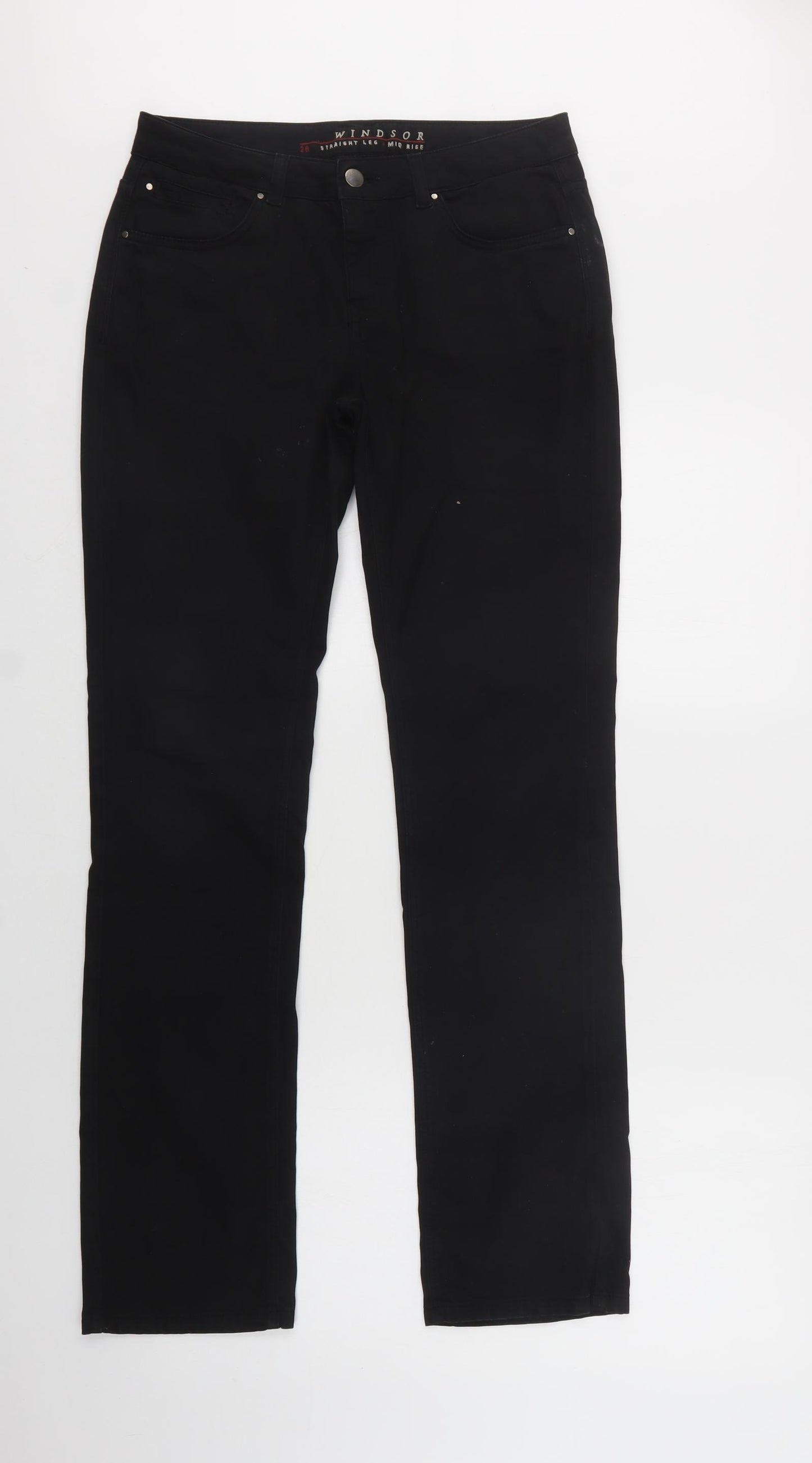 Windsor Mens Black  Cotton Straight Jeans Size 28 L33 in Regular Button