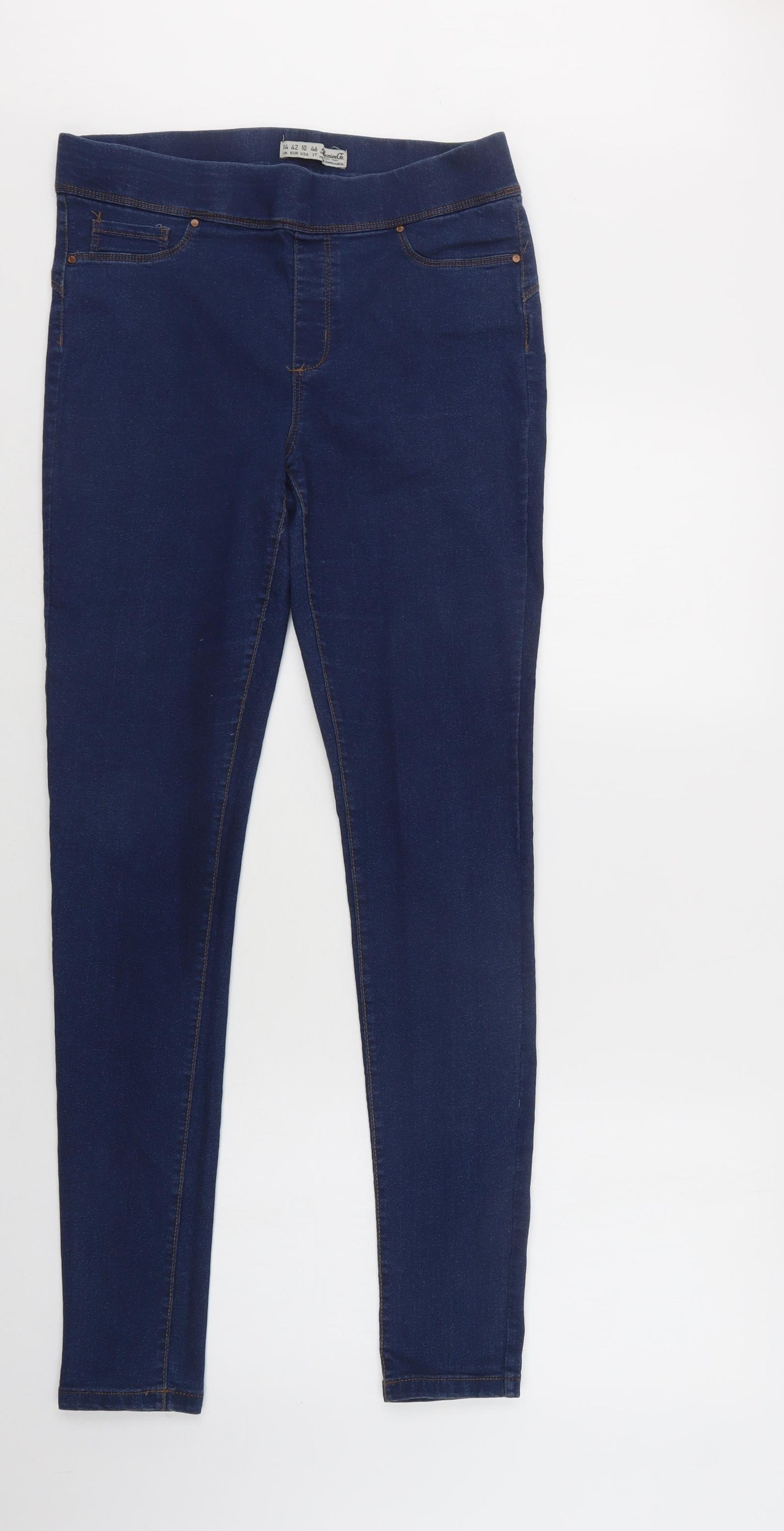 Primark Womens Blue  Cotton Jegging Leggings Size 14 L32 in