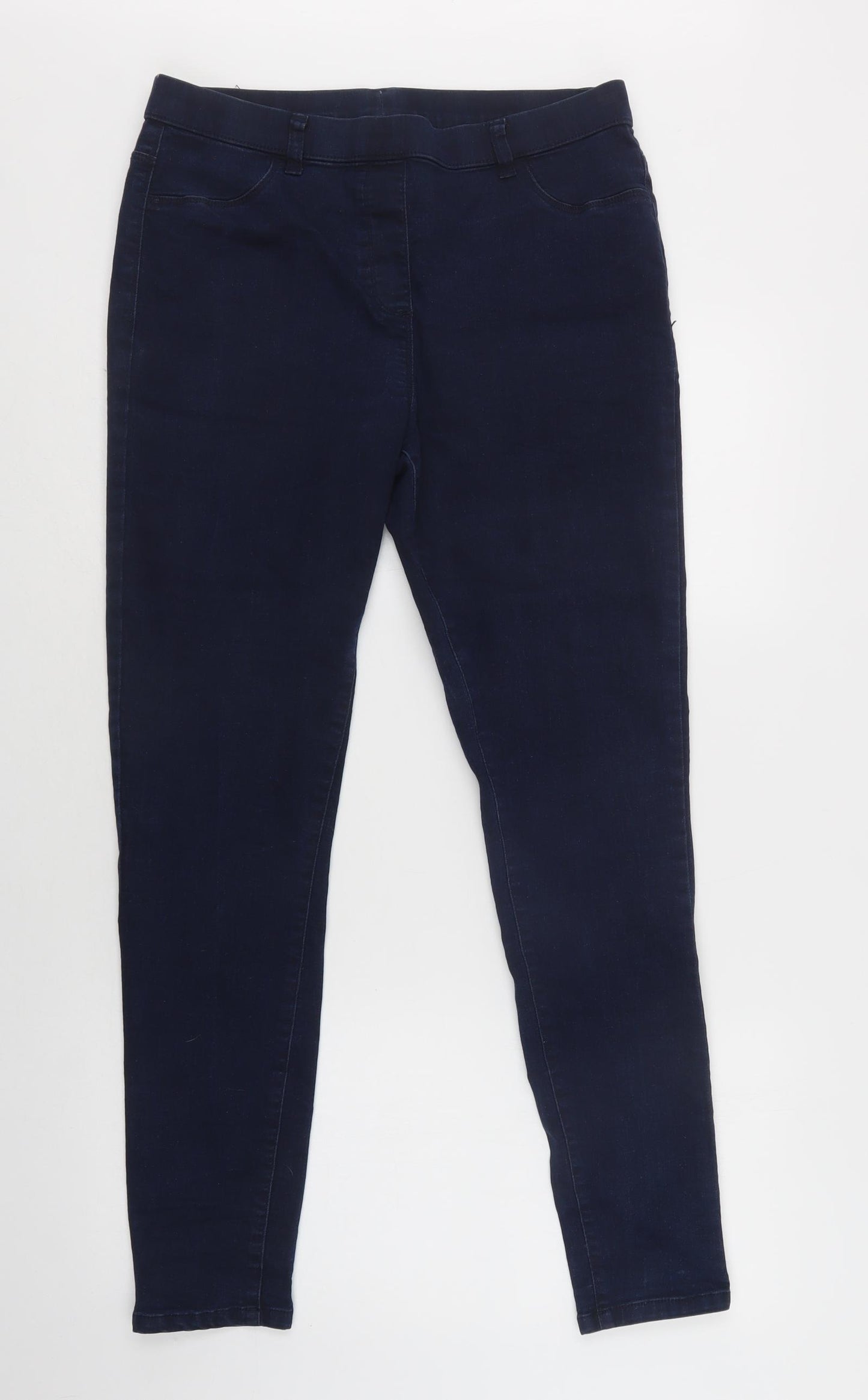 M &Co Womens Blue  Cotton Jegging Leggings Size 14 L31 in
