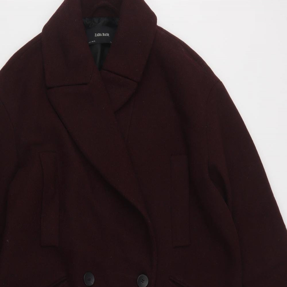 Zara Womens Purple   Pea Coat Coat Size S  Button