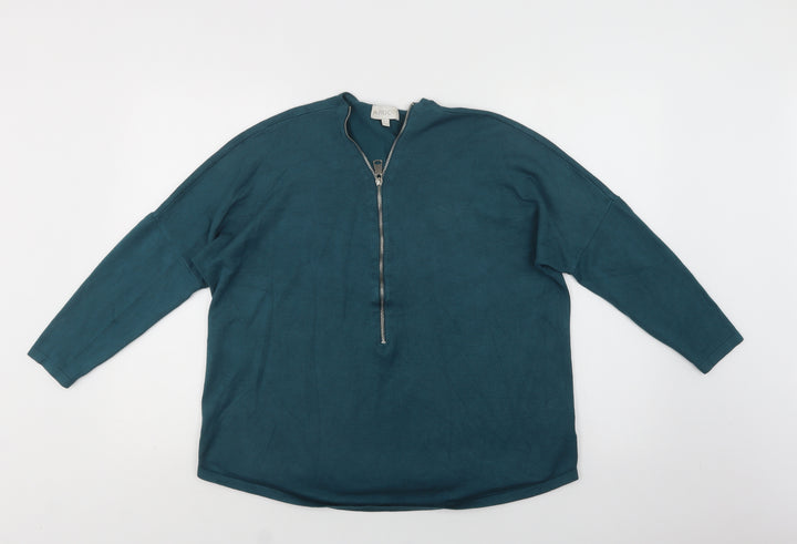 Apricot Womens Green V-Neck Viscose Pullover Jumper Size 12