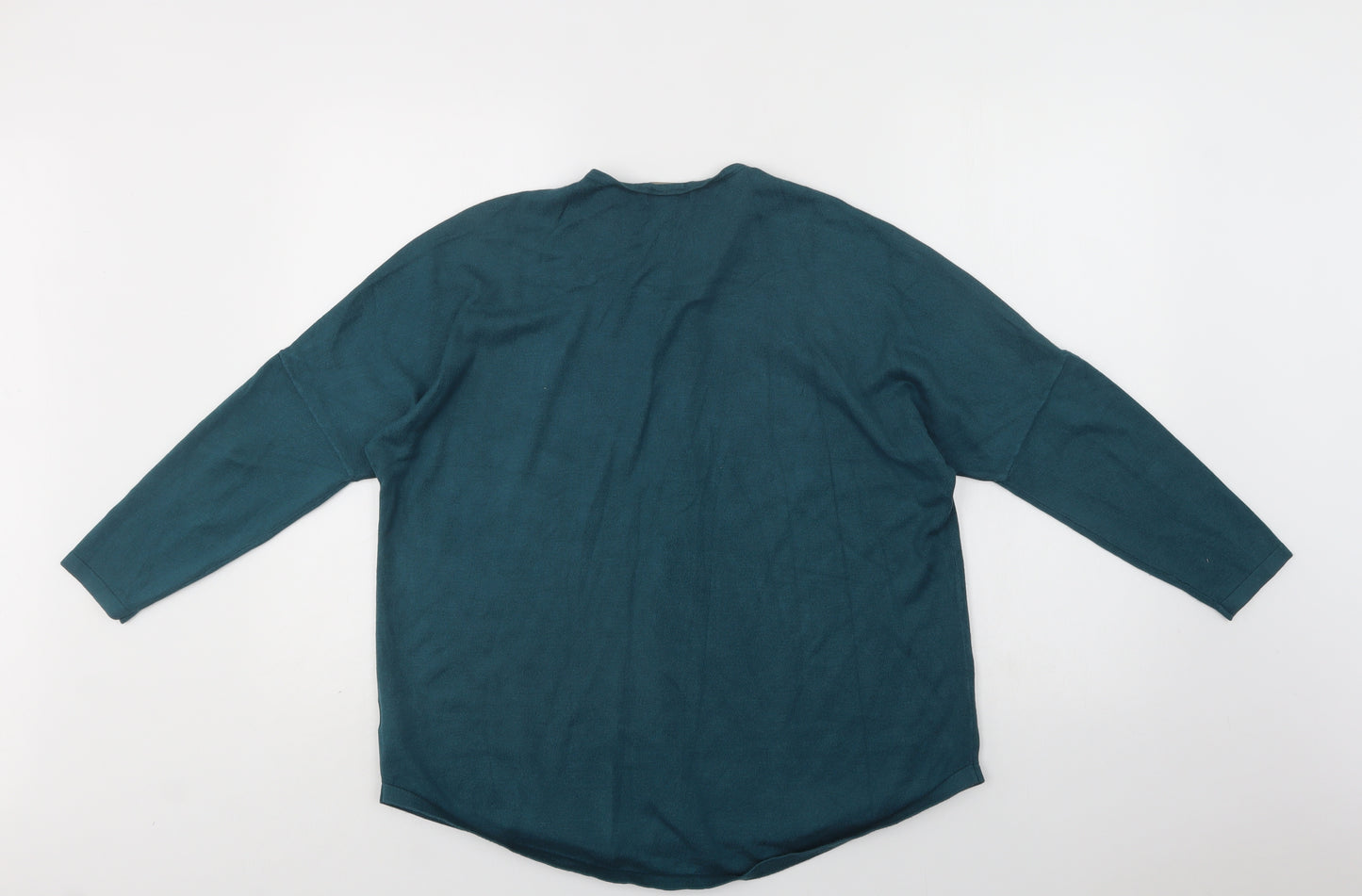 Apricot Womens Green V-Neck  Viscose Pullover Jumper Size 12