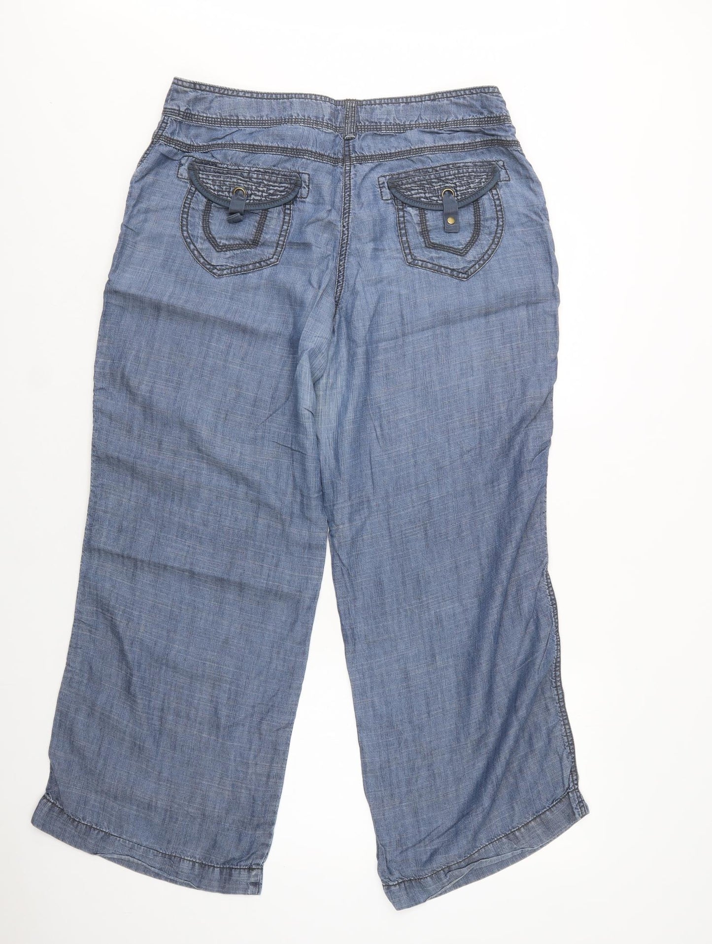 NEXT Womens Blue  Lyocell Trousers  Size 16 L30 in Regular Snap