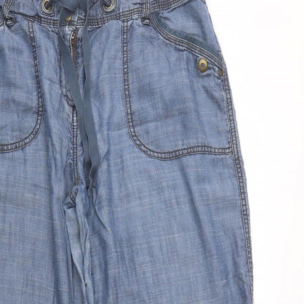 NEXT Womens Blue  Lyocell Trousers  Size 16 L30 in Regular Snap