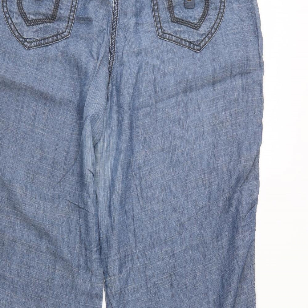 NEXT Womens Blue  Lyocell Trousers  Size 16 L30 in Regular Snap