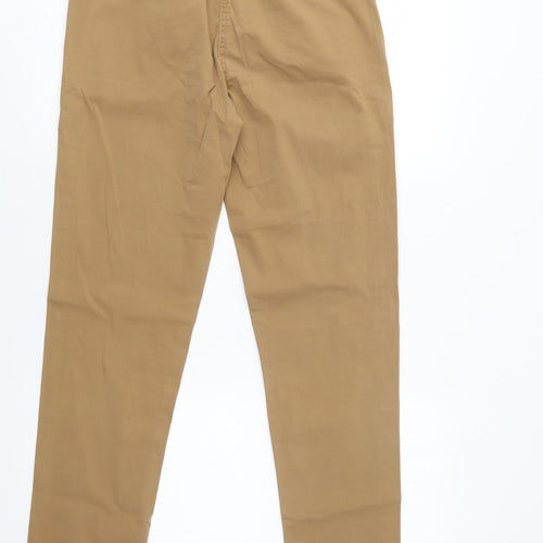 M&S Womens Beige  Cotton Chino Trousers Size 10 L31 in Regular Button