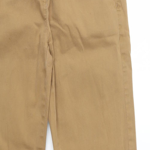 M&S Womens Beige  Cotton Chino Trousers Size 10 L31 in Regular Button