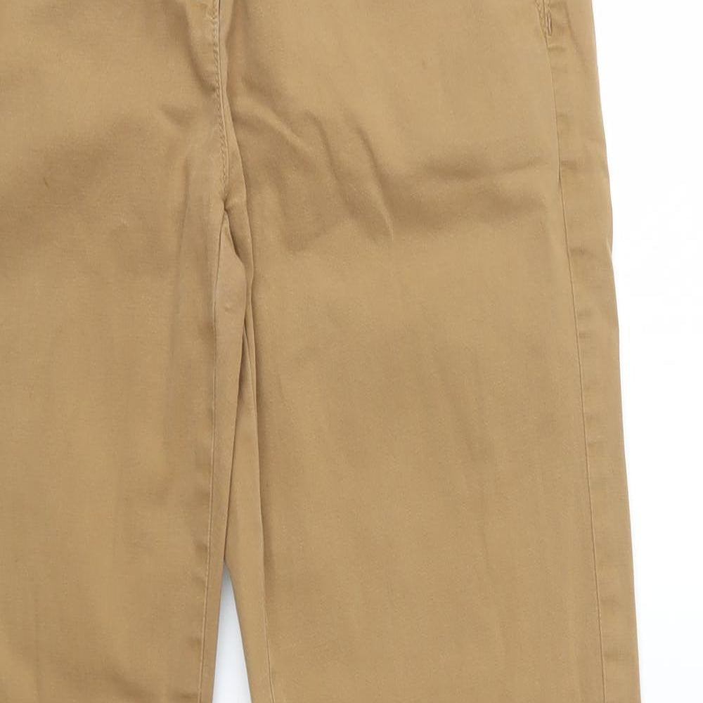 M&S Womens Beige  Cotton Chino Trousers Size 10 L31 in Regular Button