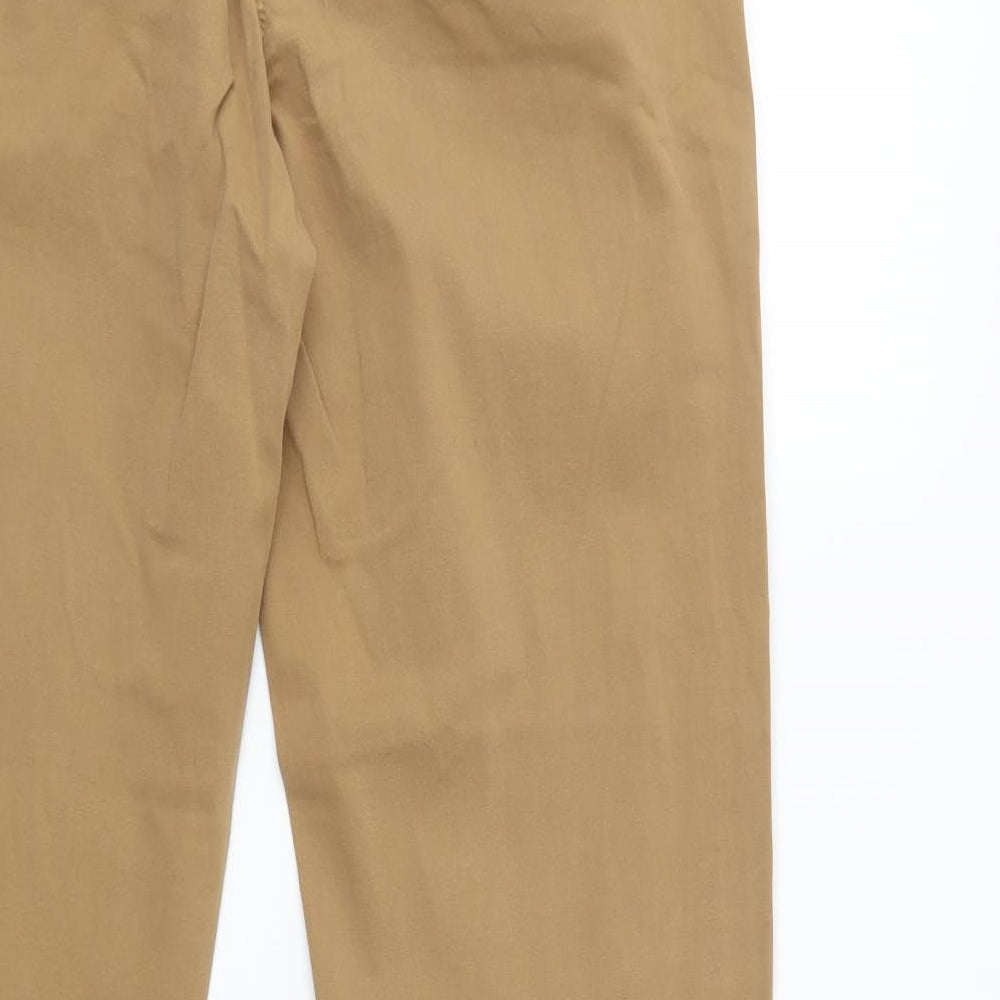 M&S Womens Beige  Cotton Chino Trousers Size 10 L31 in Regular Button