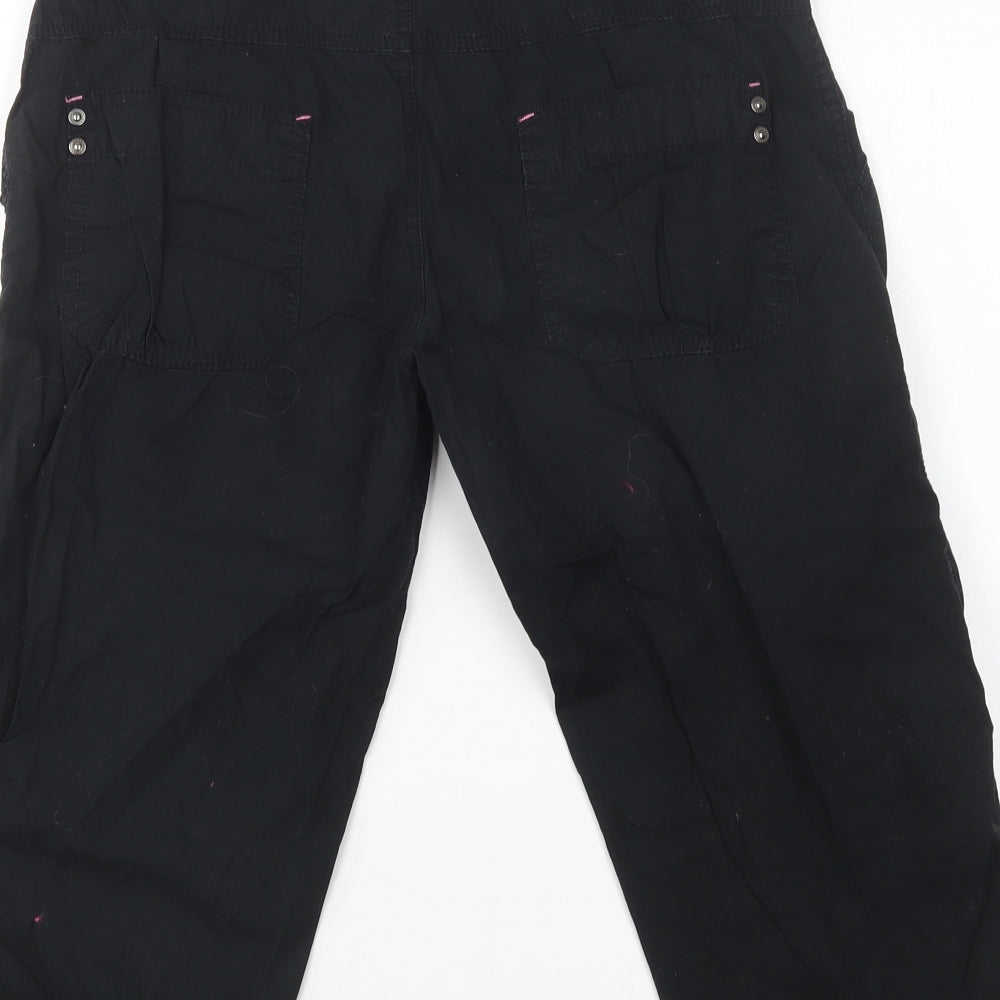 Primark Womens Black  Cotton Cropped Trousers Size 10 L21 in Regular Button