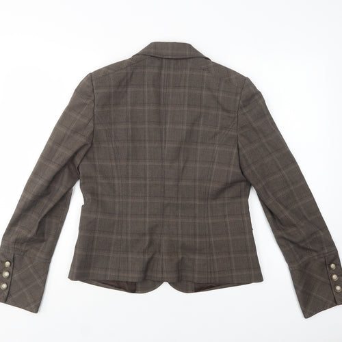 Mariella Rosati Womens Beige Check  Jacket Blazer Size 12  Button