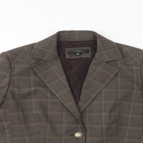Mariella Rosati Womens Beige Check  Jacket Blazer Size 12  Button